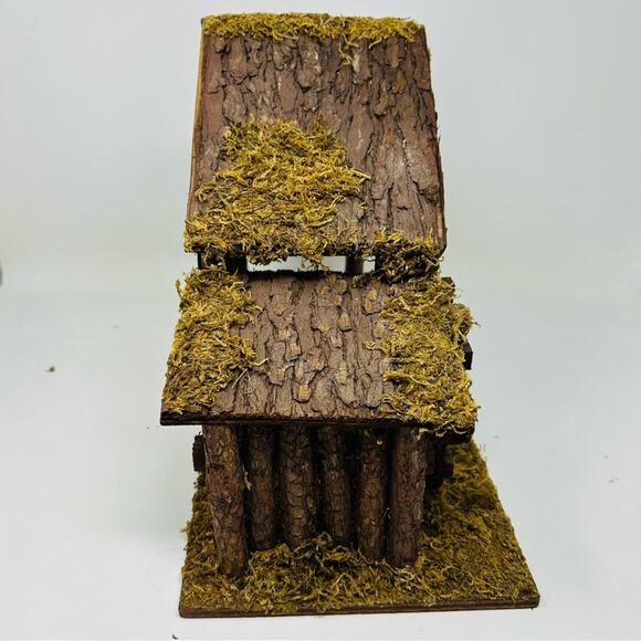 Vintage DiGiovanni Christmas Creche Holiday Nativity Stable Wood Moss Accent - Picture 6 of 15